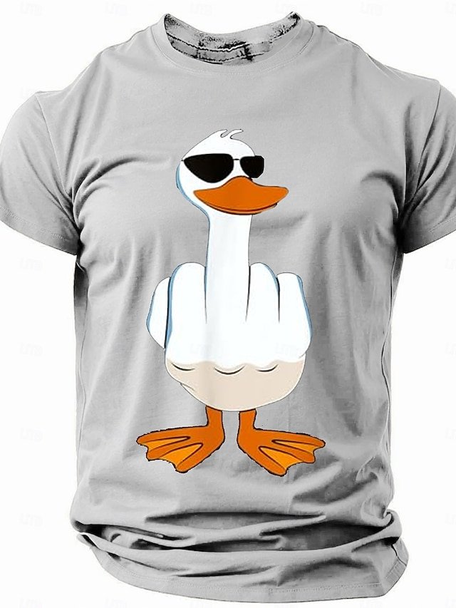 Men's Humor Duck Gesture Sarcastic Short Sleeve T-Shirt