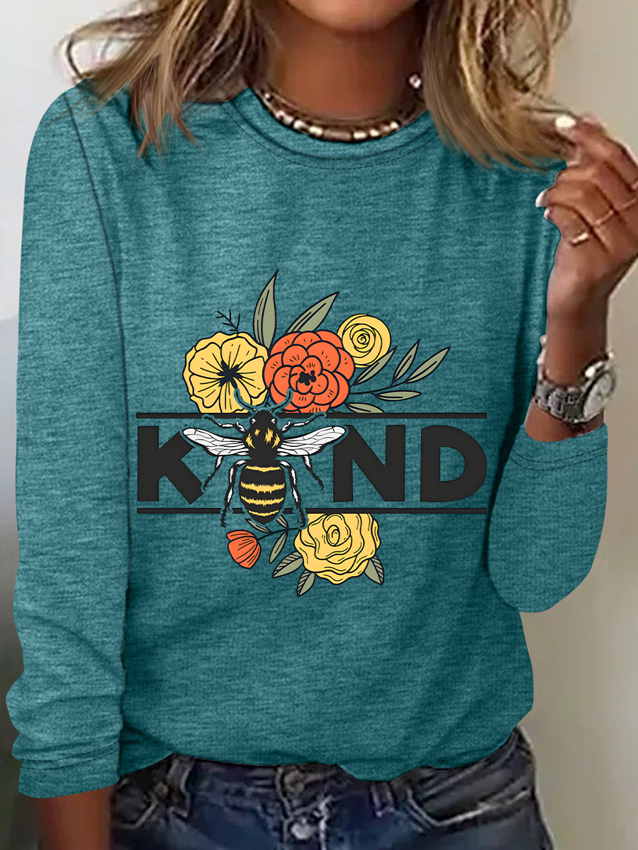 Spread Kindness Floral Be Kind Casual Long Sleeve Shirt