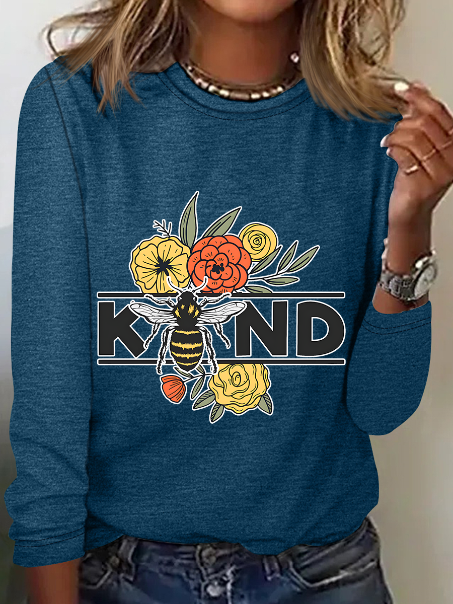 Spread Kindness Floral Be Kind Casual Long Sleeve Shirt
