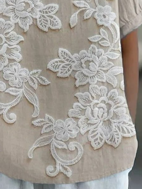 Women's Floral Print Spring Lapel Short Sleeve Shirt