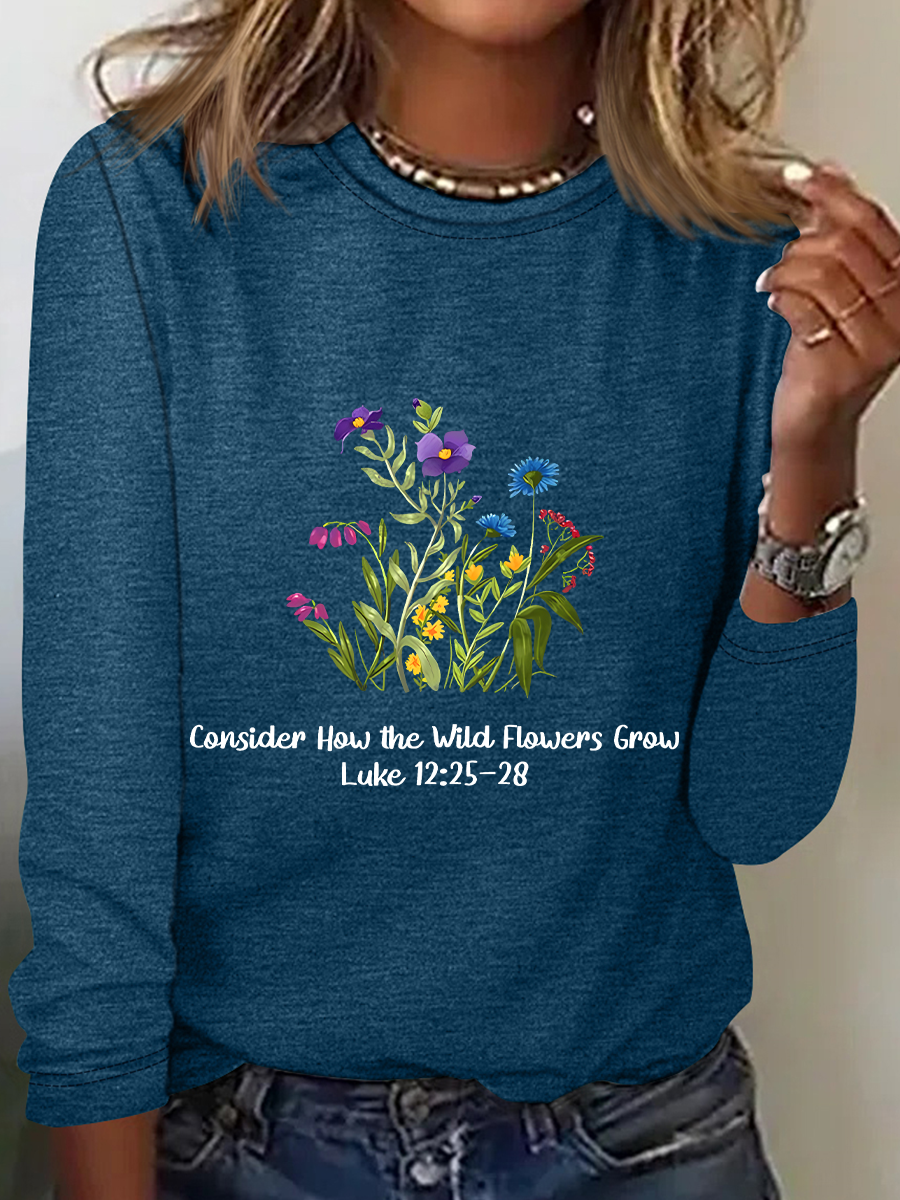 Consider How The Wild Flowers Grow Casual Long Sleeve Shirt