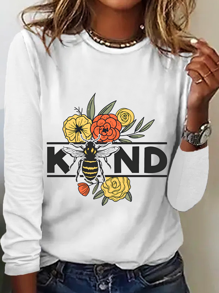 Spread Kindness Floral Be Kind Casual Long Sleeve Shirt