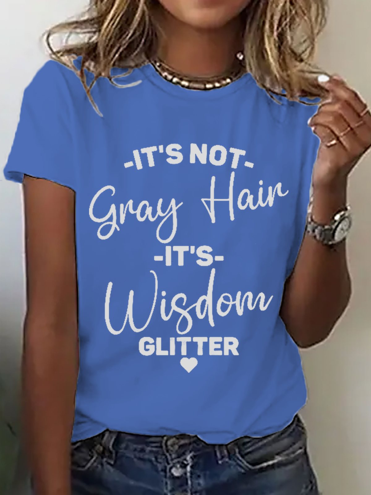 It's Not Gray Hair It's Wisdom Glitter Cotton T-Shirt