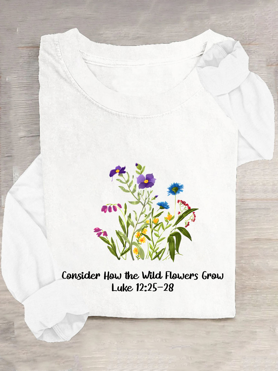 Consider How The Wild Flowers Grow Casual Long Sleeve Shirt