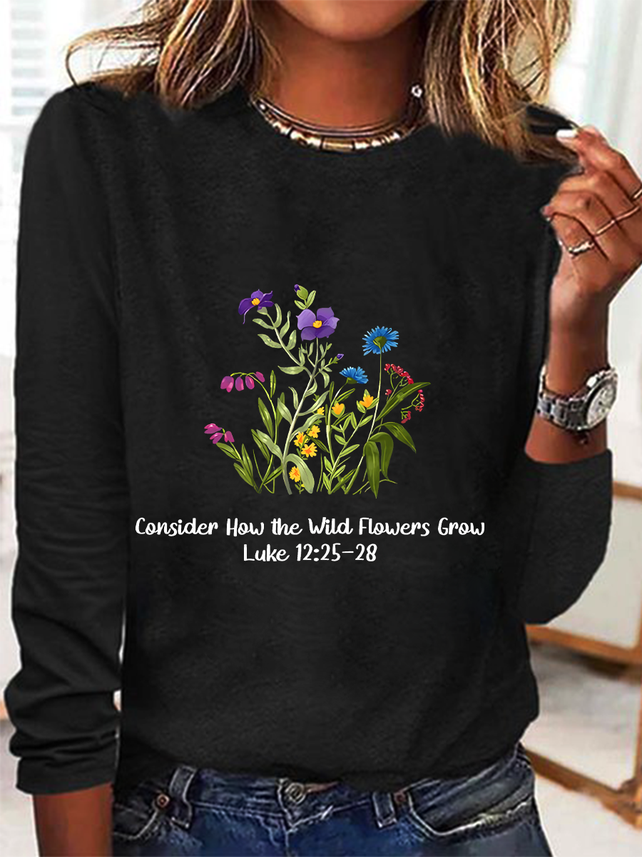 Consider How The Wild Flowers Grow Casual Long Sleeve Shirt