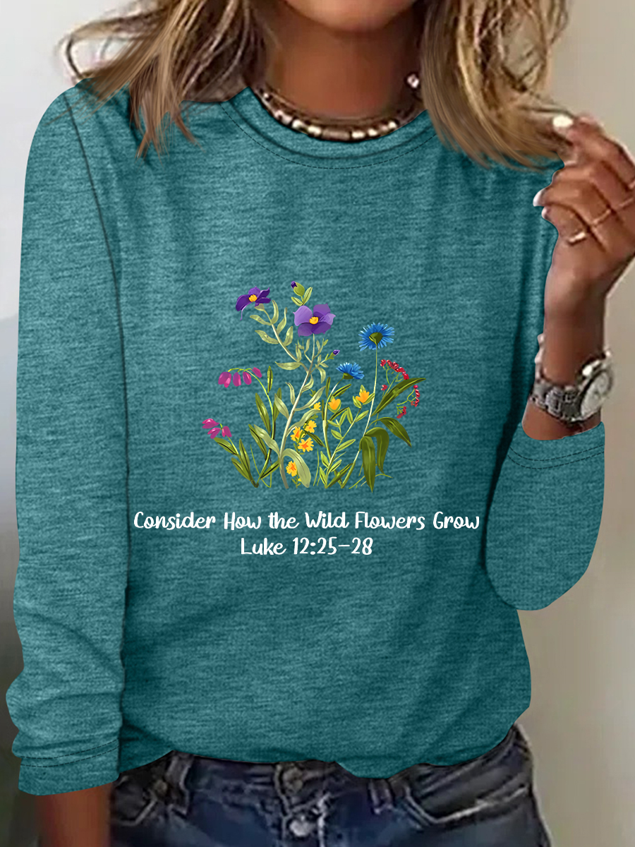 Consider How The Wild Flowers Grow Casual Long Sleeve Shirt