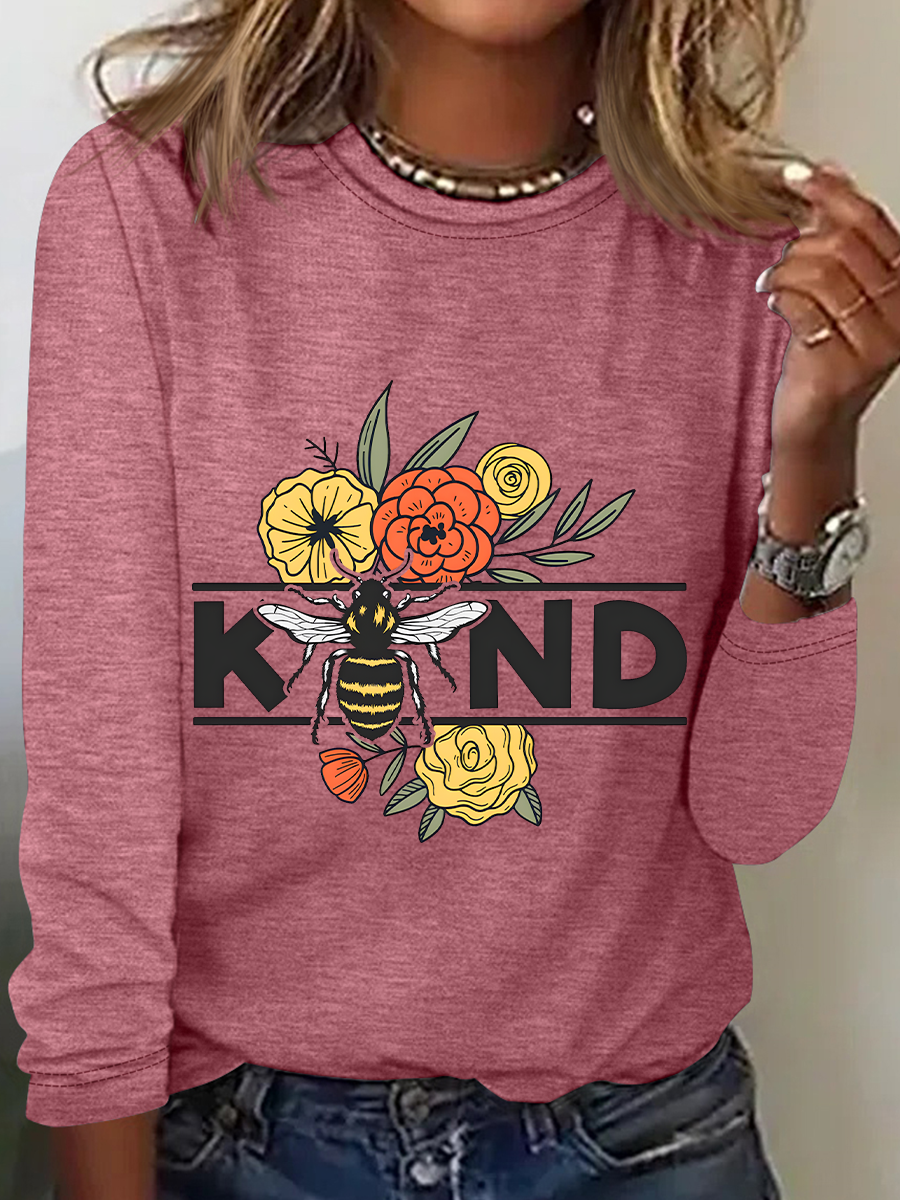 Spread Kindness Floral Be Kind Casual Long Sleeve Shirt