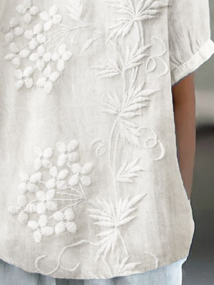 Women's Floral Print Spring Lapel Short Sleeve Shirt