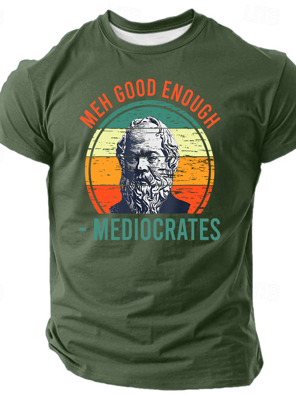Meh Good Enough Mediocrates Sarcastic Retro Cotton T-Shirt