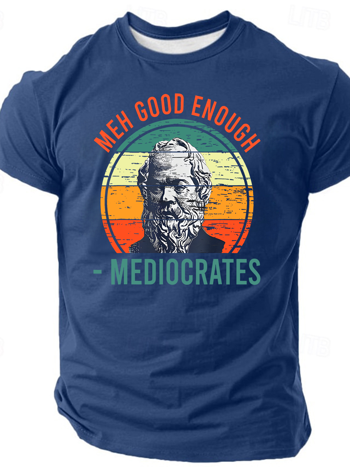 Meh Good Enough Mediocrates Sarcastic Retro Cotton T-Shirt