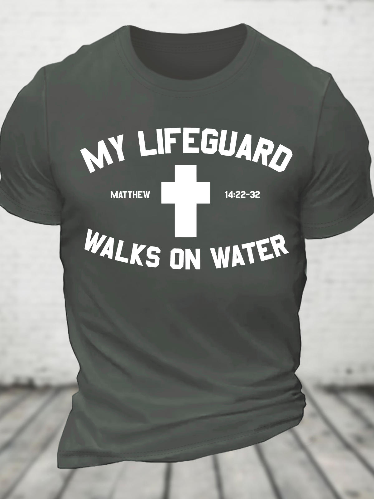 My Lifeguard Walks On Water Cross Cotton T-Shirt