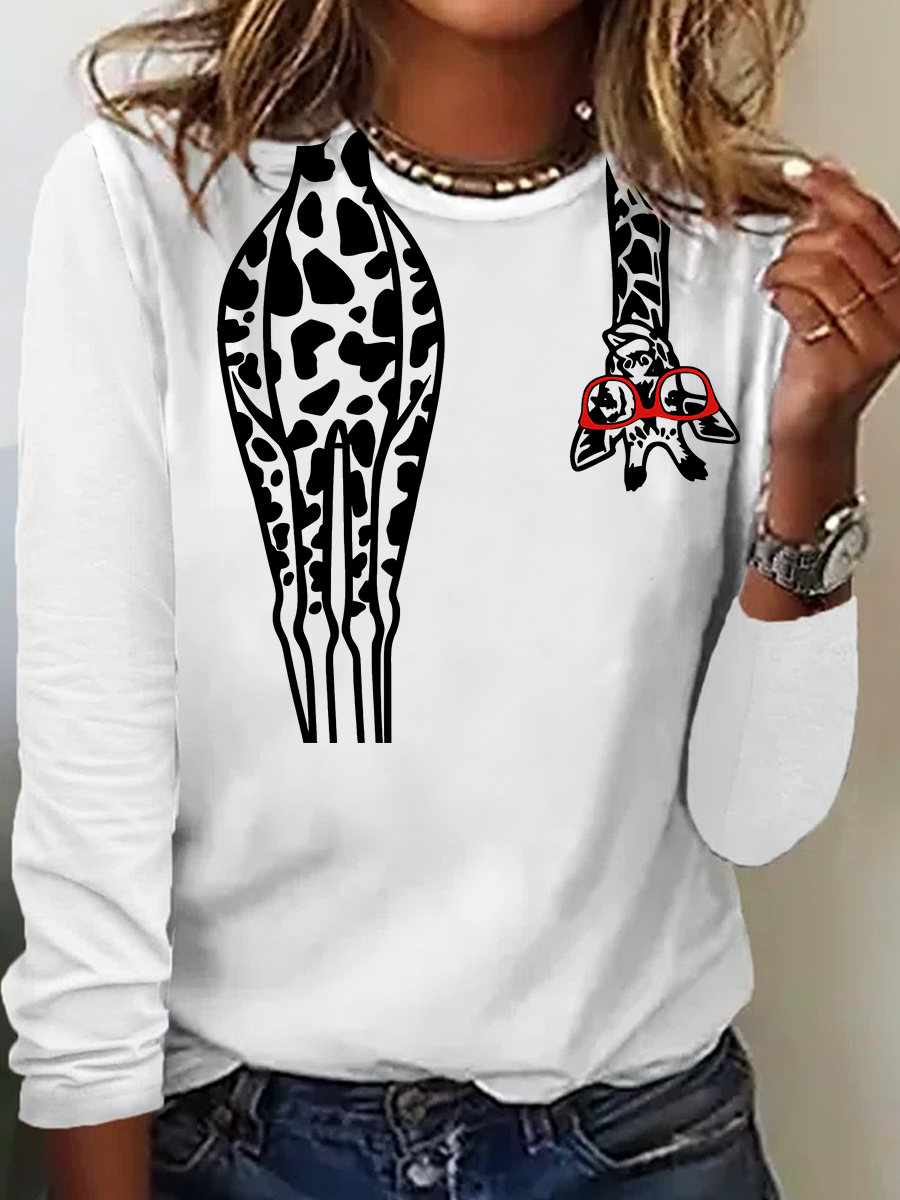 Funny Sarcastic Zoo Giraffe Casual Long Sleeve Shirt