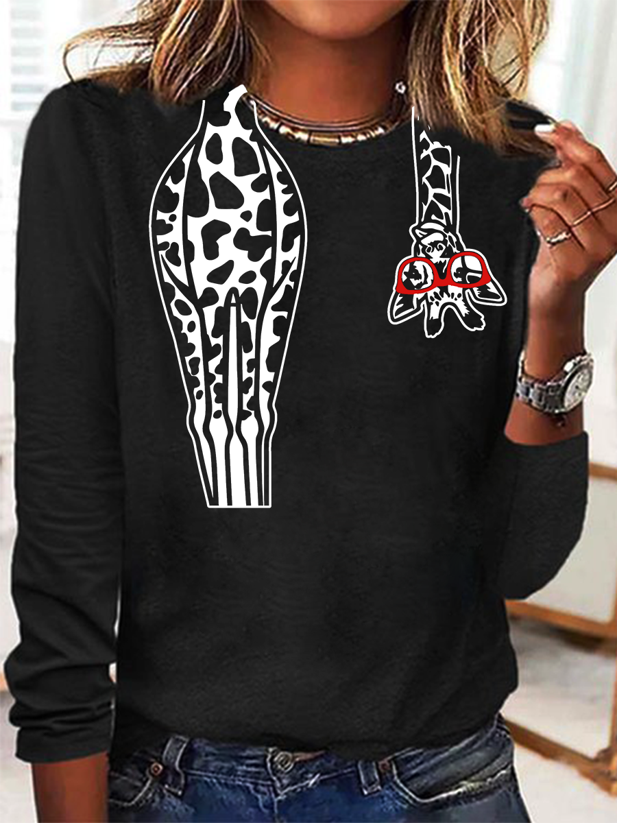 Funny Sarcastic Zoo Giraffe Casual Long Sleeve Shirt