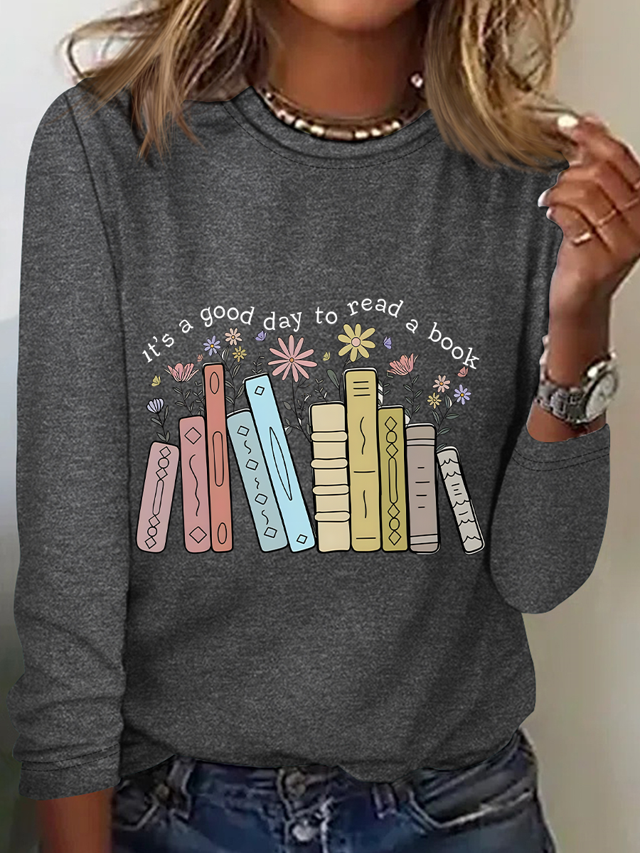 Its A Good Day To Read A Book Casual Long Sleeve Shirt
