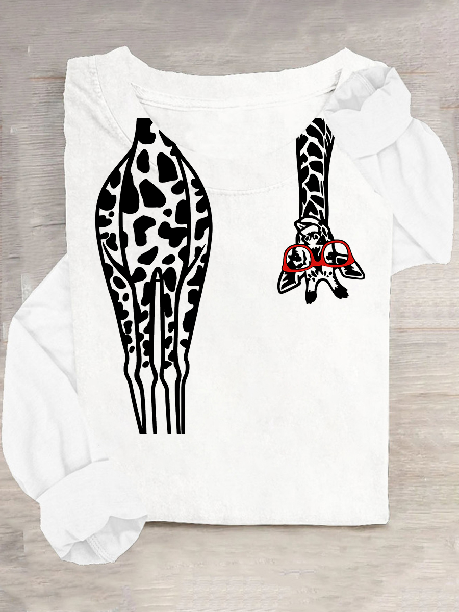 Funny Sarcastic Zoo Giraffe Casual Long Sleeve Shirt