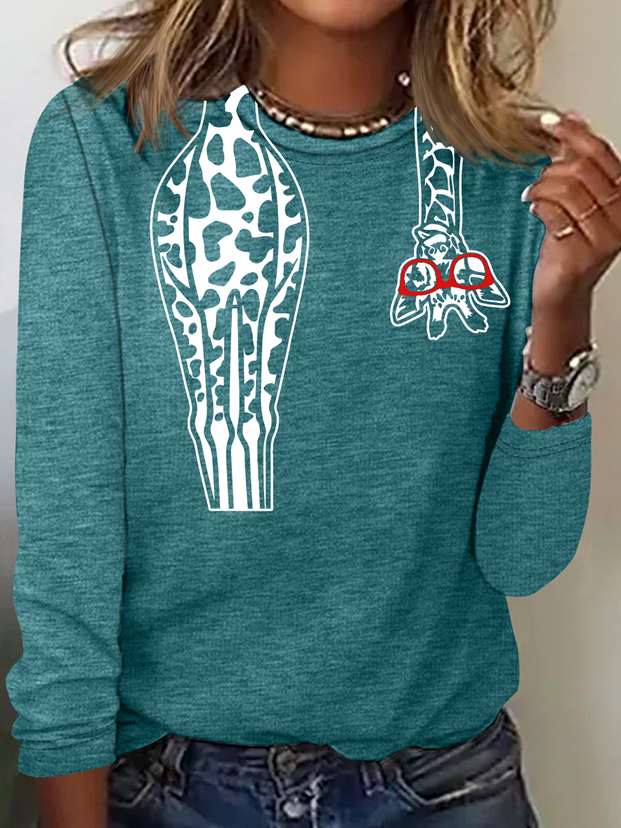 Funny Sarcastic Zoo Giraffe Casual Long Sleeve Shirt