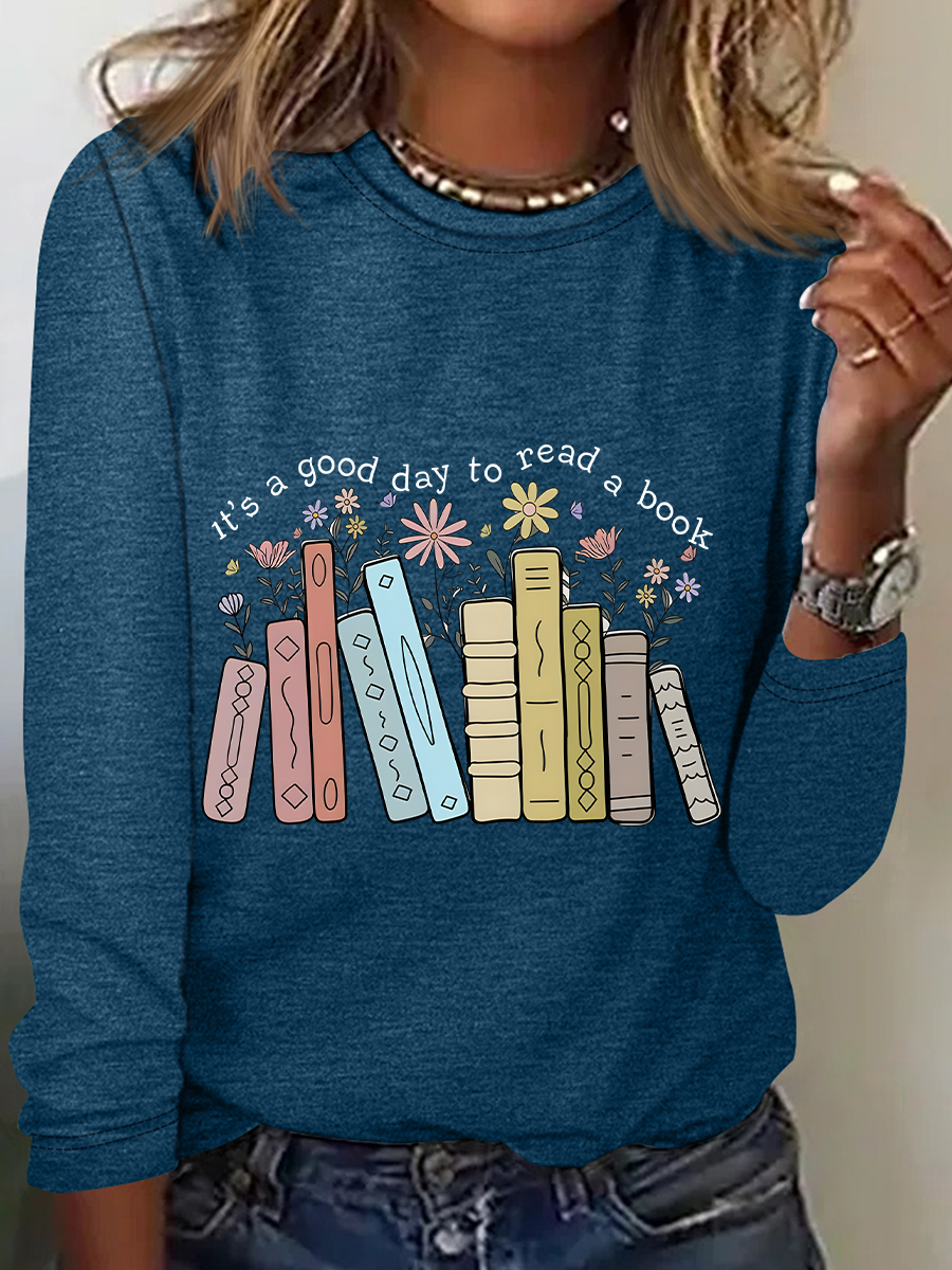 Its A Good Day To Read A Book Casual Long Sleeve Shirt
