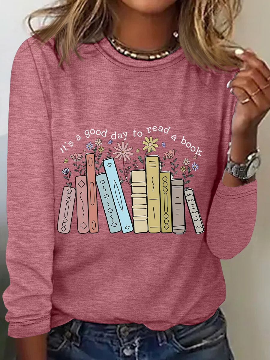 Its A Good Day To Read A Book Casual Long Sleeve Shirt