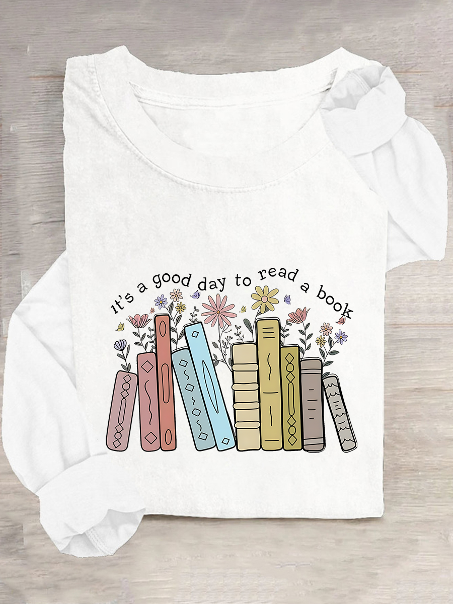 Its A Good Day To Read A Book Casual Long Sleeve Shirt