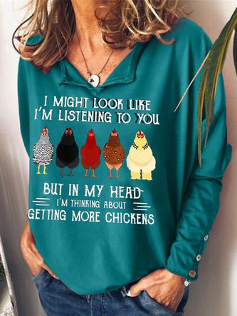I Might Look Like I'm Listening To You But In My Head Long Sleeve Cotton-Blend Casual Sweatshirt