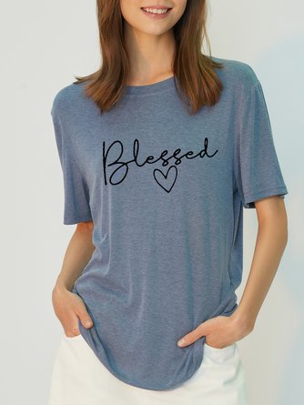 Blessed Women's Eco-friendly Fabric Tencel Fiber Loosen Short Sleeve T-Shirt