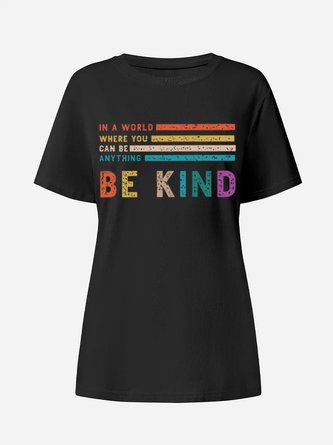 Women's Antimicrobial Bamboo Fabric Be Kind Print Loosen T-Shirt