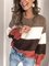 Plus Size Long Sleeve Colorblock Casual Sweater
