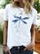 Dragonfly Animal T-Shirt Women Summer Tee Top