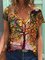 Short Sleeve Plants Casual Shirts & Tops