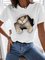 3D Cat Graphic Tee Cute Funny Animal Printed Crew Neck Tshirt