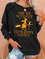 Yes I Can Drive Stick Halloween Crew Neck Long Sleeve Sweatshirt Top