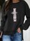 Cat Print Crew Neck Sweatshirt