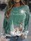 Christmas print round neck long-sleeved sweatshirt