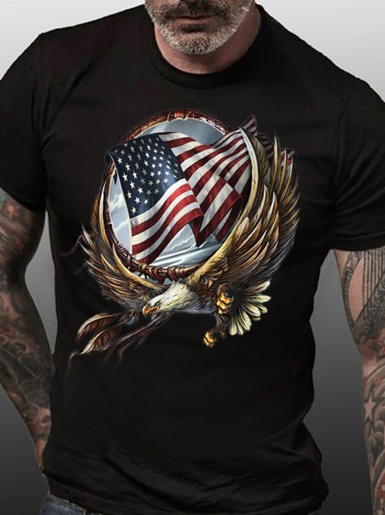 Hoop Eagle Short Sleeve Casual Crew Neck T-Shirt