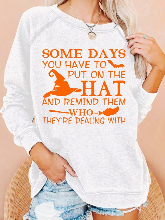 Women's Funny Halloween Letter Print Casual Sweatshirt