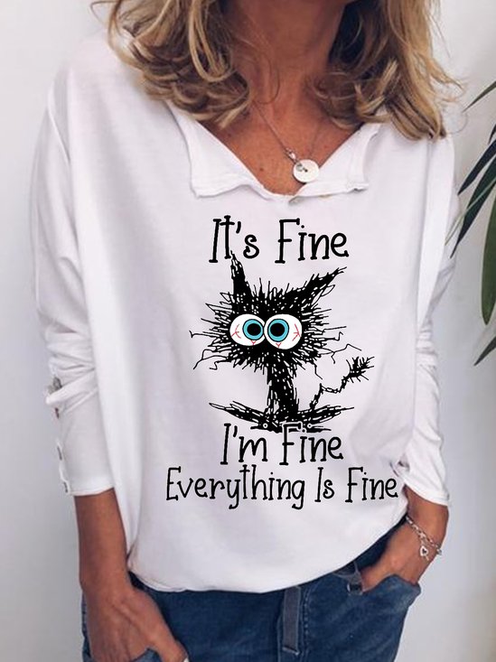 Womens I Am Fine Funny Casual Sweatshirt