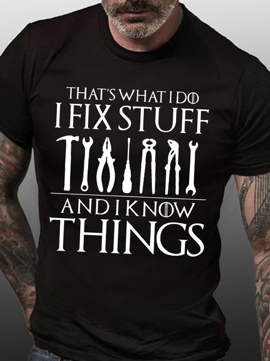 Men's I Fix Things Casual Text Letters T-shirt