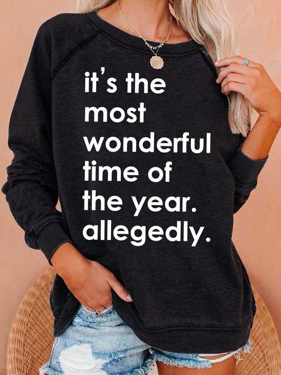 Womens Christmas Funny Letters Sweatshirt