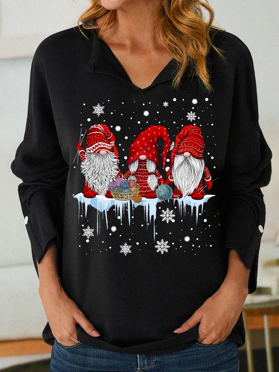 Christmas Graphic Women's V Neck Loose Sweatshirt