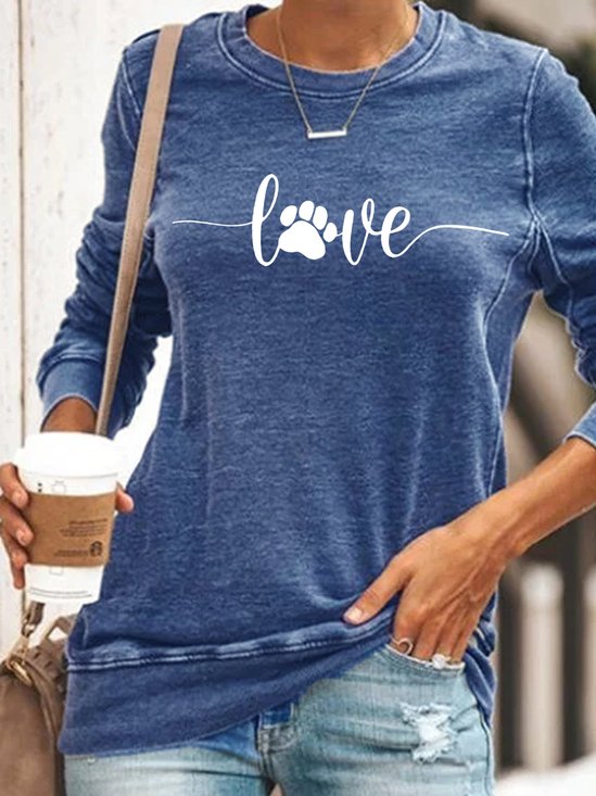 Womens Dog love, dog love saying with dog paw, dog lover Casual Sweatshirt