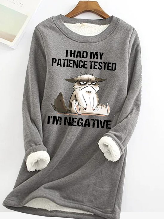 Women's Funny I Had My Patience Test Grumpy Cat Animal Crew Neck Sweatshirt