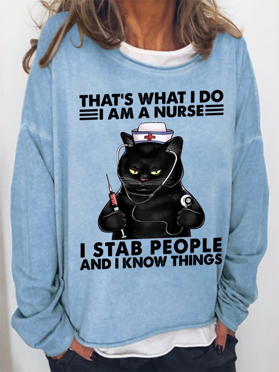 Women‘s Funny Word That's What I Do I Am A Nurse Simple Crew Neck Text Letters Sweatshirt
