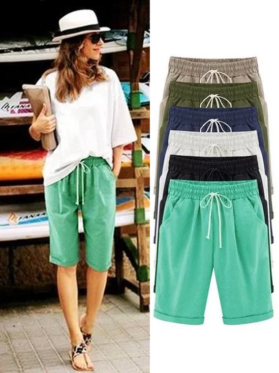 Lace Up Elastic Waistband Loose Summer Short Pant for Women