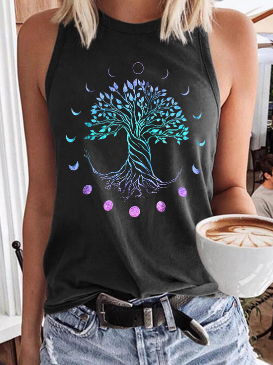 Women's Casual Tree Moon Phases Tank Top