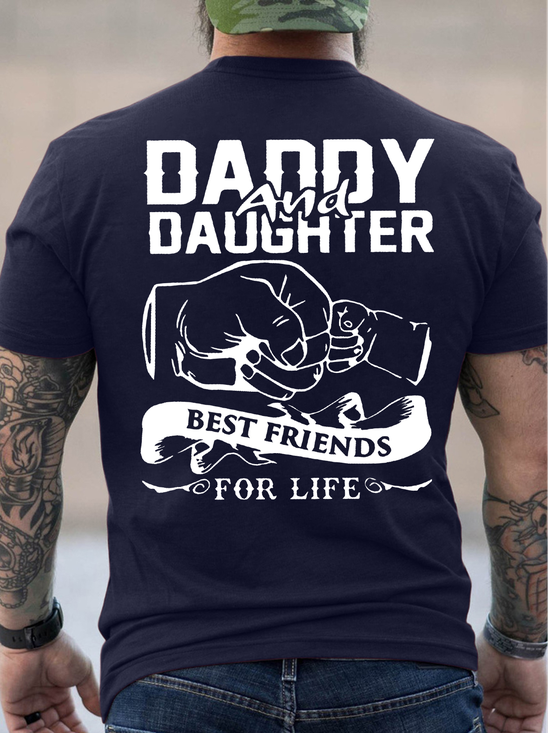 Men's Daddy And Daughter Best Friends For Life Funny Graphic Printing Father's Day Gift Cotton Loose Text Letters Casual T-Shirt