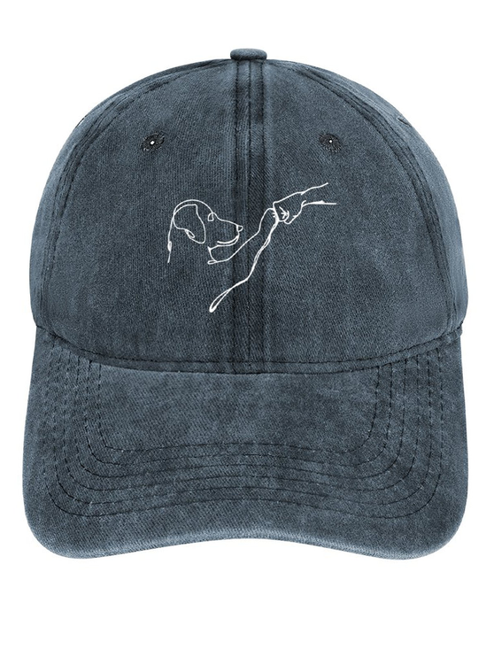 Men’s Dog Fist Bump Casual Regular Fit Adjustable Denim Hat