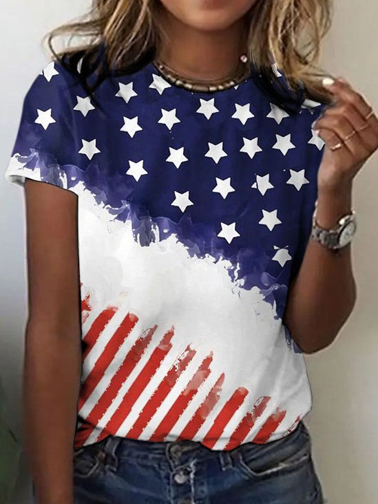 Women's  America Flag Print T-Shirt