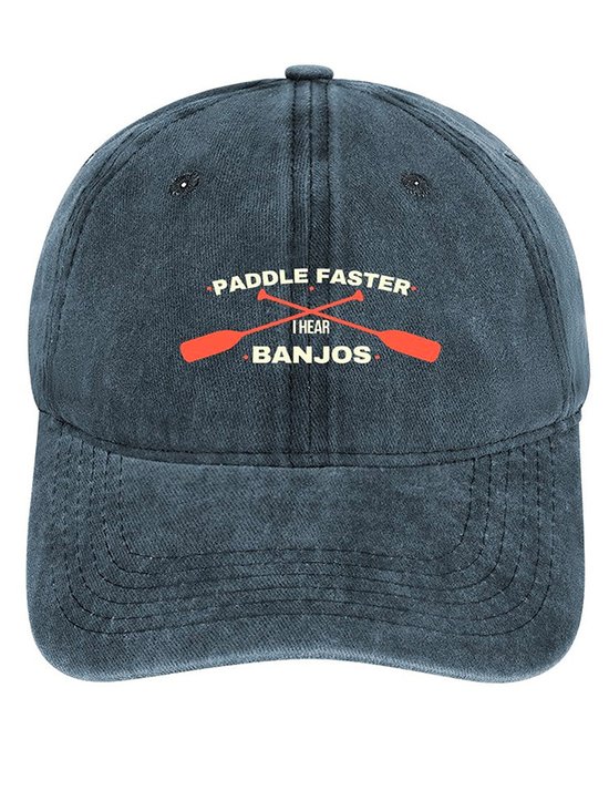 Men's /Women's Paddle Faster I Hear Banjos Graphic Printing Regular Fit Adjustable Denim Hat