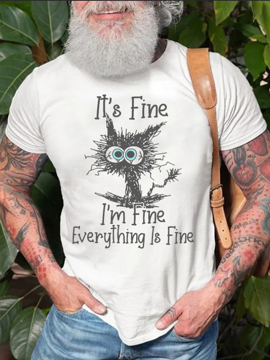 Funny I Am Fine Everything Is Fine Short Sleeve T-shirt