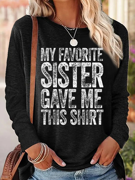 Funny Sister Regular Fit Cotton-Blend Simple Long Sleeve Shirt